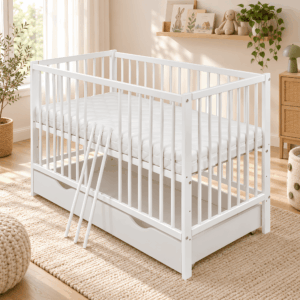 Babybett Milo weiß Schutzgitter 60x120 cm