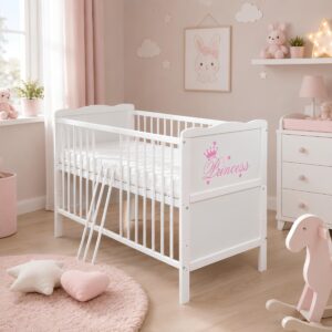 Babybett Max Princess weiß rosa 60x120 cm