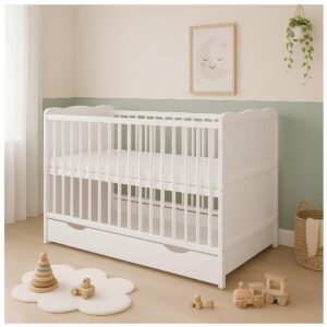 Babybett Max 60x120 cm weiss Schublade