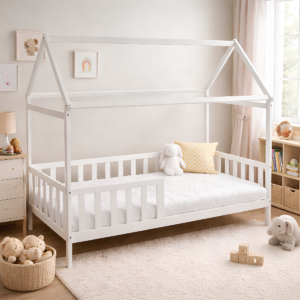 Kinderbett Hausbett 160x80 cm weiß
