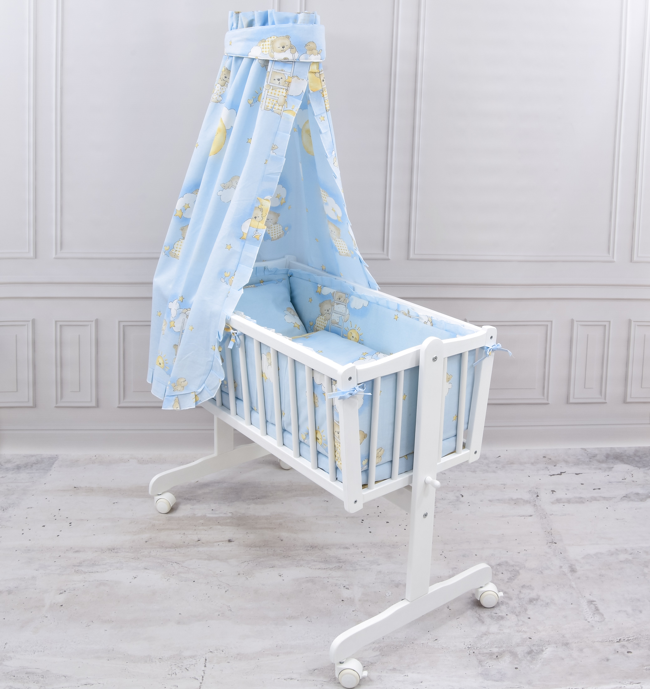 Wiegenset Nachtland blau 6-tlg. für Babywiege