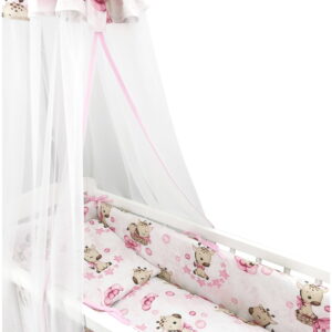 Wiegenset Giraffe rosa 6-tlg für Babywiege