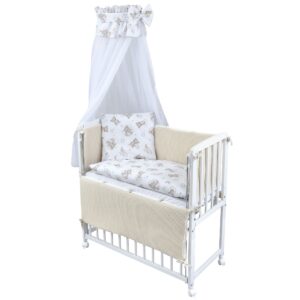 Beistellbett Set weiß Bärchen beige Waffelpique