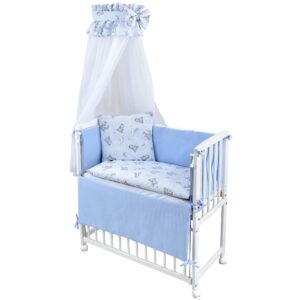 Beistellbett Set weiß Bärchen blau Waffelpique