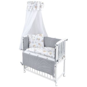 Beistellbett Set weiß Koala grau Waffelpique