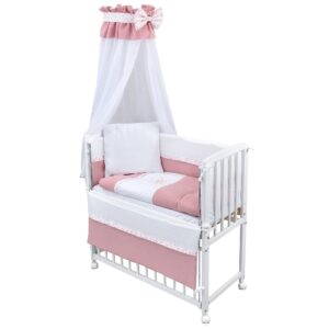 Beistellbett Set weiß Teddy rosa Musselin