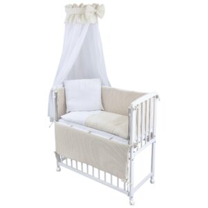Beistellbett Set weiß Beige Musselin Waffelpique