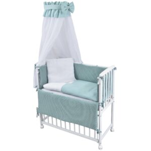 Beistellbett Set weiß Mint Musselin Waffelpique