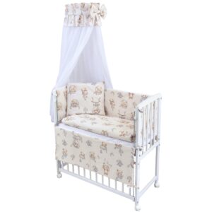 Beistellbett Set weiß Teddy beige