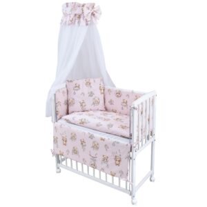 Beistellbett Set weiß Teddy rosa