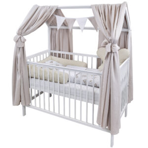 Bettwäsche Deko Set für Hausbett Bärchen beige Waffelpique