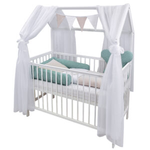 Bettwäsche Deko Set für Hausbett Teddy Beige Mint Musselin Waffelpique