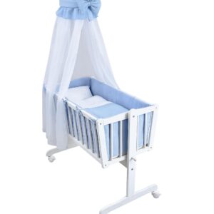 Wiegenset Blau Musselin Waffelpique 6-tlg. für Babywiege