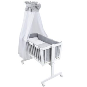 Komplettwiegenset weiß Grau Musselin Waffelpique