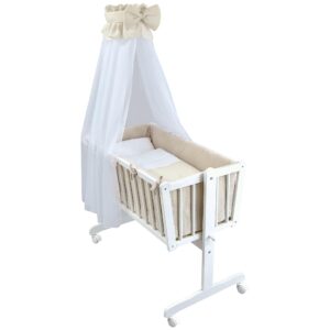 Wiegenset Hellbeige Musselin Waffelpique 6-tlg. für Babywiege