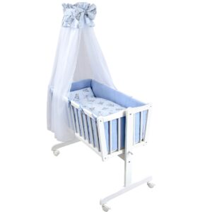 Komplettwiegenset weiß Bärchen blau Waffelpique