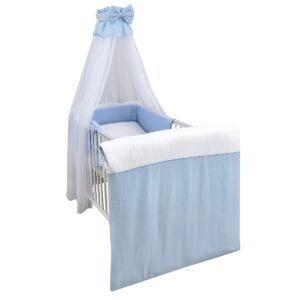 Bettset 4-tlg Musselin Waffelpique blau