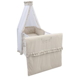 Bettset 4-tlg Royal Beige Rüsche Stickerei