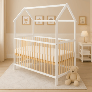 Hausbett weiß kiefer 60x120 cm