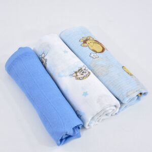 Baby Spucktücher Mullwindeln 3er-Set 75x80 cm blau