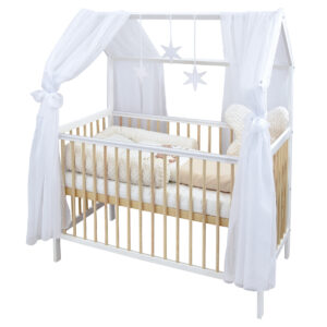 babybett hausbett komplett weiß kiefer Traumland beige