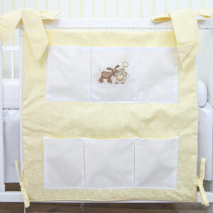 Babybett Organizer Betttasche Esel Blümchen gelb