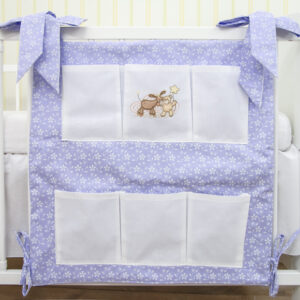 Babybett Organizer Betttasche Esel Blümchen lila