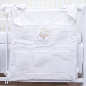 Babybett Organizer Betttasche Teddy Mond weiß