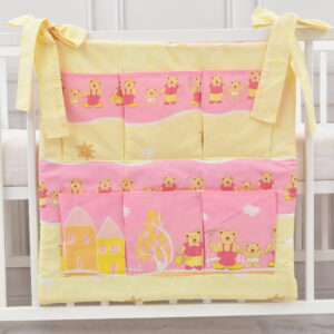 Babybett Organizer Betttasche Bärenstadt rosa gelb