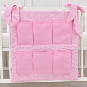 Babybett Organizer Betttasche Blümchen rosa