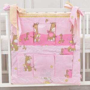 Babybett Organizer Betttasche Esel rosa