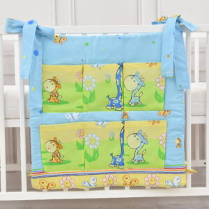 Babybett Organizer Betttasche Giraffe blau gelb