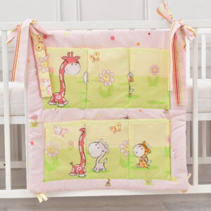 Babybett Organizer Betttasche Giraffe rosa gelb