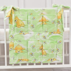 Babybett Organizer Betttasche Honigbär grün