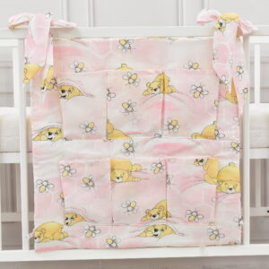 Babybett Organizer Betttasche Honigbär rosa