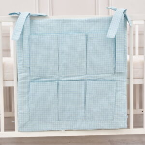 Babybett Organizer Betttasche Karro blau