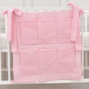 Babybett Organizer Betttasche Karro rosa