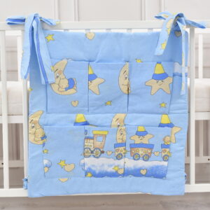 Babybett Organizer Betttasche Lokomotive blau