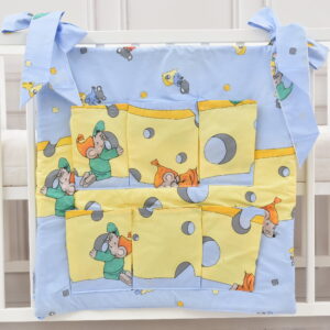 Babybett Organizer Betttasche Maus blau