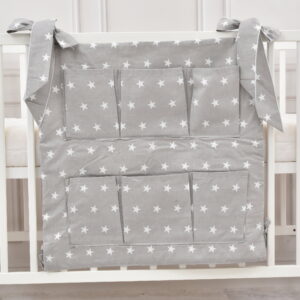 Babybett Organizer Betttasche Sternchen grau