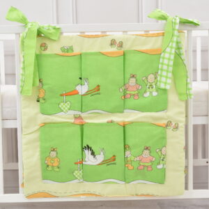 Babybett Organizer Betttasche Storch grün