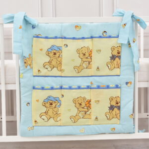 Babybett Organizer Betttasche Teddy Blume blau