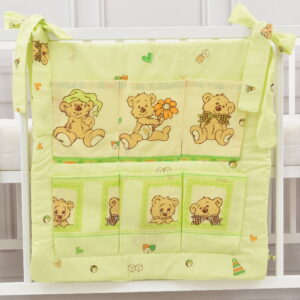Babybett Organizer Betttasche Teddy Blume grün