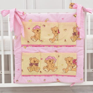 Babybett Organizer Betttasche Teddy Blume rosa