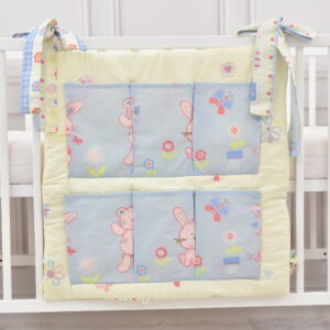 Babybett Organizer Betttasche Teddy und Hase blau