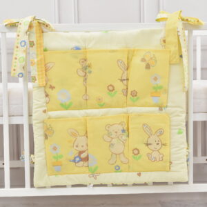 Babybett Organizer Betttasche Teddy und Hase gelb