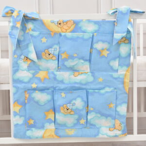 Babybett Organizer Betttasche Teddy Wolke blau