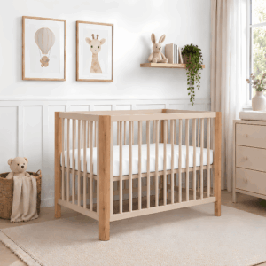 Babybett Lio 2in1 Kaschmir-Beige Eiche Schutzgitter 60x120 cm
