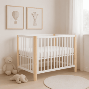 Babybett Lio 2in1 weiß Natur Schutzgitter 60x120 cm