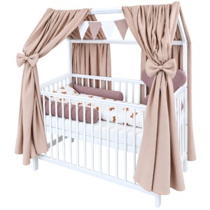 Hausbett komplett set weiss 60x120 cm Kleine teddys weiß